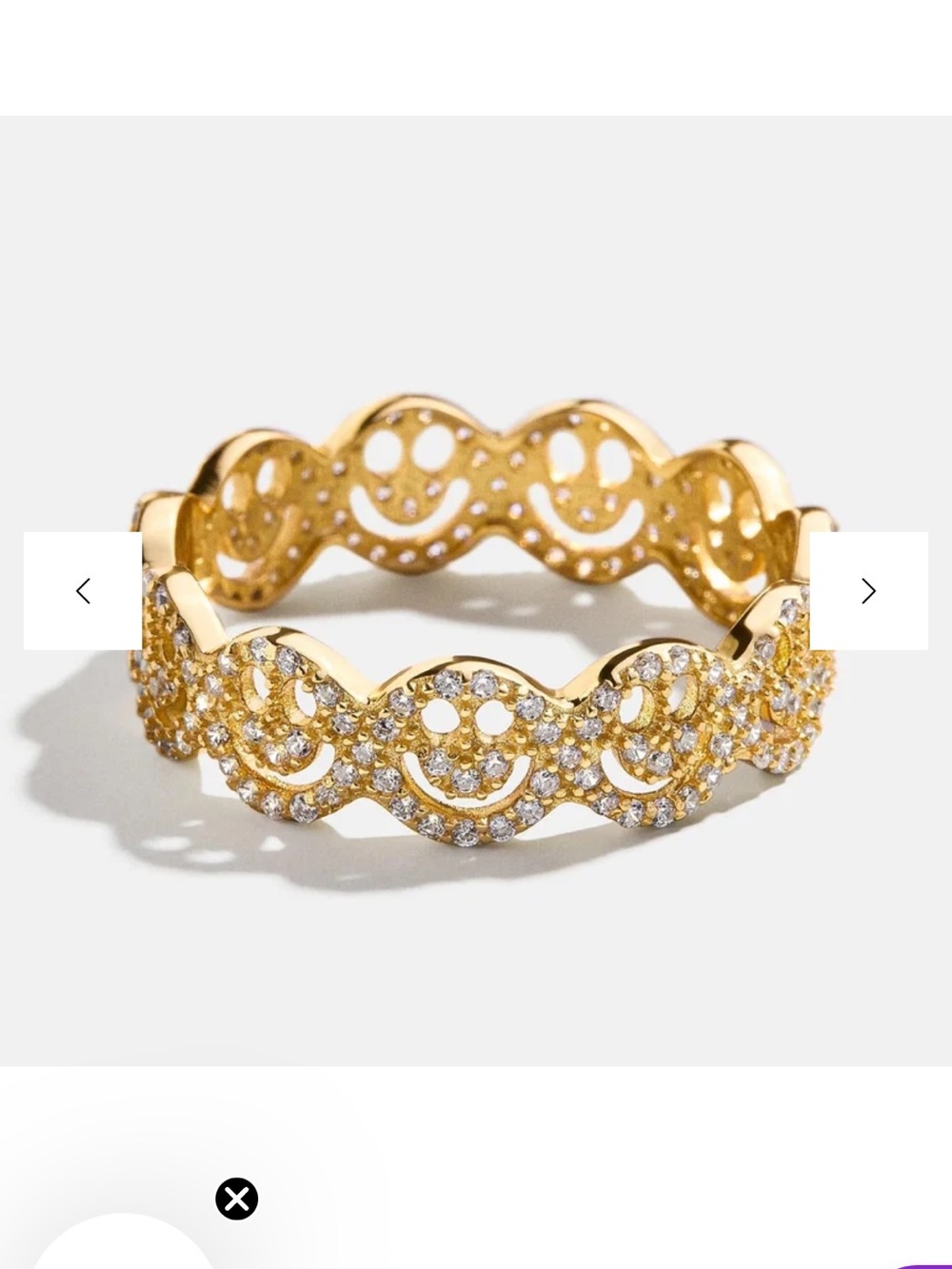 Gold Smiley Pavé Stackable Ring - Women Jewelry